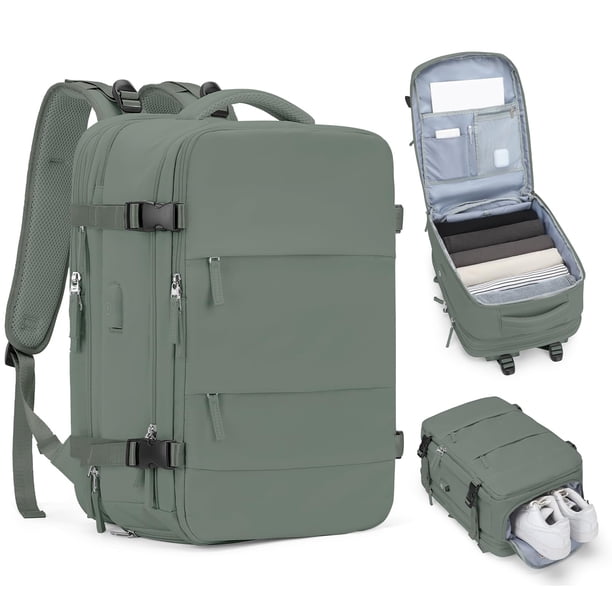Mochila de viaje coofay Carry on expandible verde oliva
