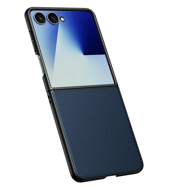 GadgetCom Étui de Remplacement Compatible avec Samsung Galaxy Z Flip7 Flip 7, Étui Arrière en Cuir Véritable, Housse de Protection