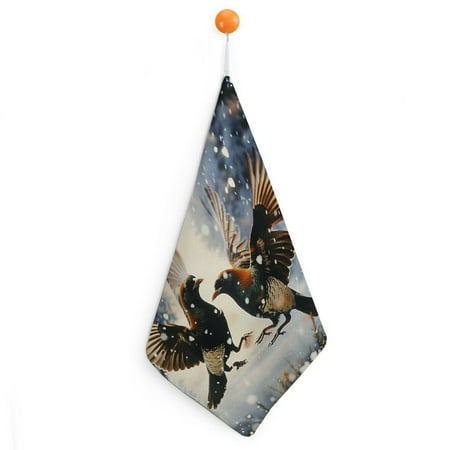 

BCIIG Birds Snow Flying Quick-Dry Hand Towels 11.8x11.8in for Countertops Bathroom Decorations Ultra-Fine Fiber Kitchen Towels 1pcs