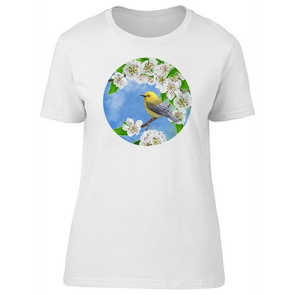Cute Bird & White Flowers Tee Women's -Image by Shutterstock