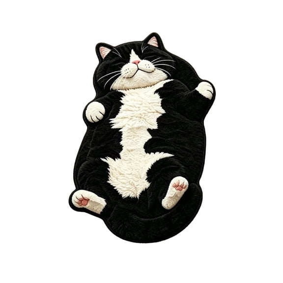 Cat-Shaped Plush Floor Mat, Absorbent Bathroom Mat, Soft Bedroom Rug, Ideal Gift for Animal Lovers (15.8*23.6 Inches).