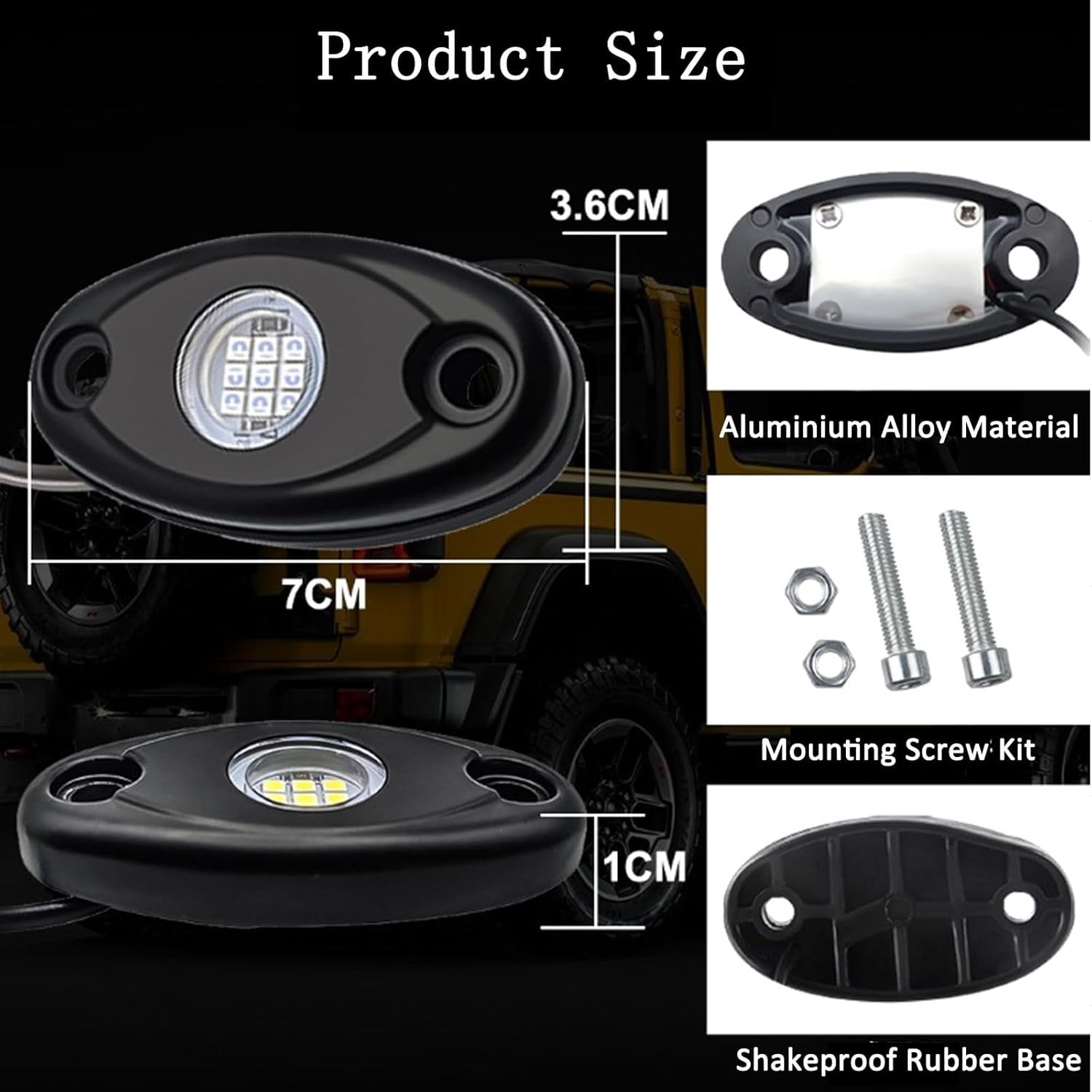 20 Pods White Rock Lights, Aluminium Metal LED Under Glow Lights with 6500K Pure White, Rubber Mounting Pads, IP67 Waterproof Rock Lights for Trucks Trailer Cars SUV ATV UTV Boats