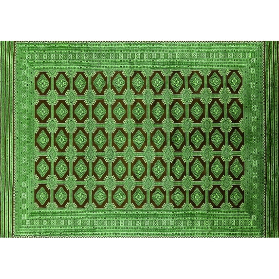 Ahgly Company Indoor Rectangle Oriental Green Industrial Area Rugs, 2' x 3'