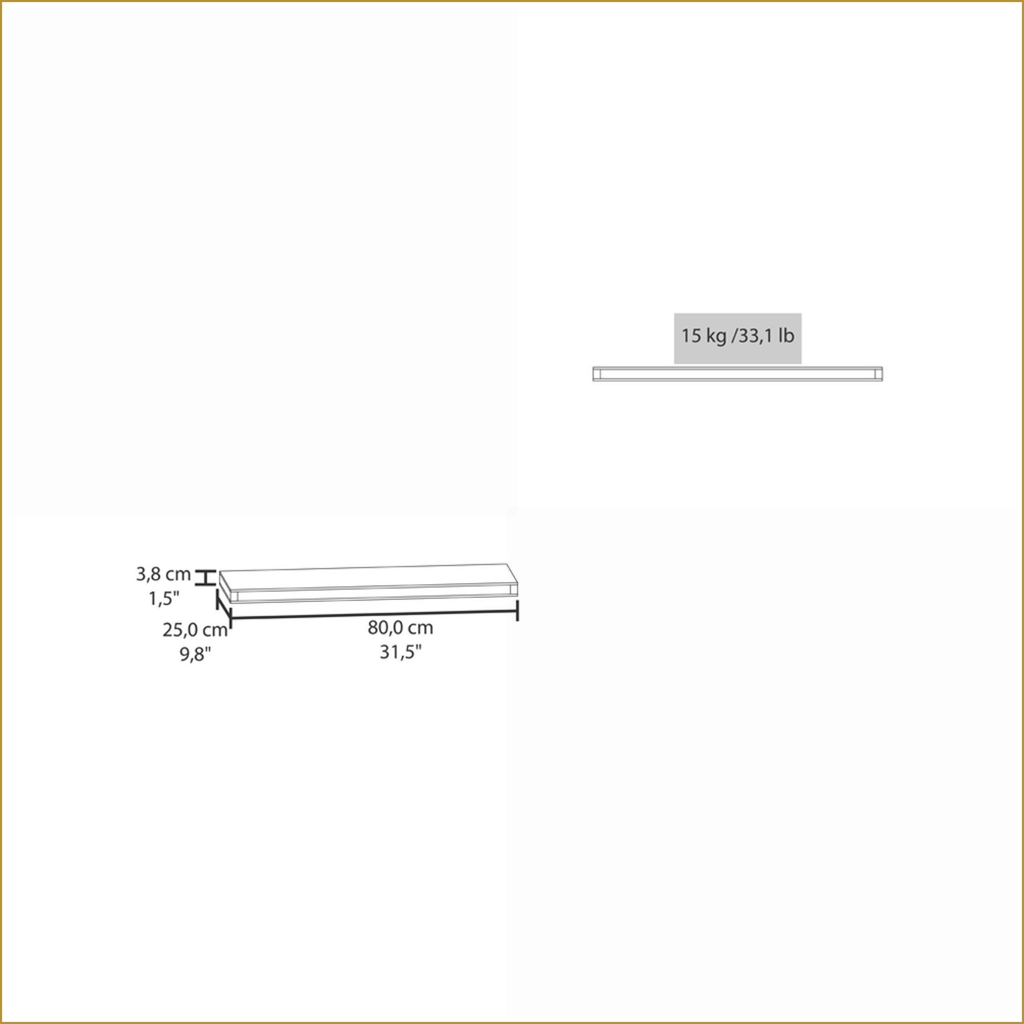 Floating Shelves Modern Set of 2 | Space-Saving Wall Mounted | Engineered Wood, Beige