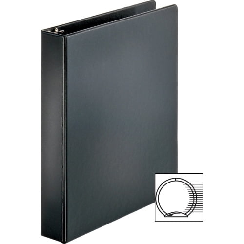 Business Source Basic Round Ring Binders 1 1/2' Binder Capacity - Letter - 8 1/2' x 11' Sheet Size - Round Ring Fastener(s) - Vinyl - Black - 1.02 lb - 1 Each