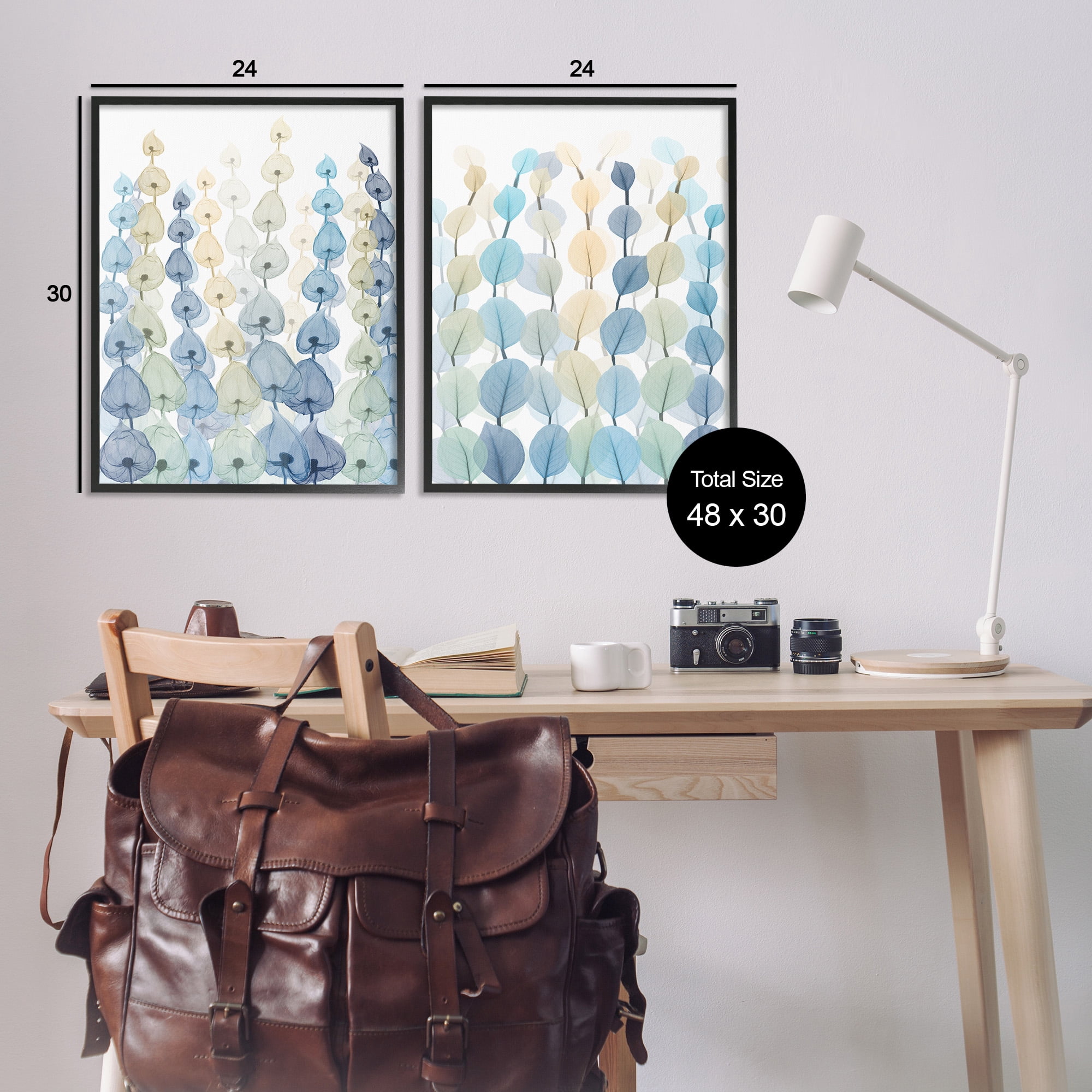 Stupell Industries Seaweed & Ocean Plants Pattern Abstract Painting Black Framed Art Print Wall Art, 24 x 30, Set of 2