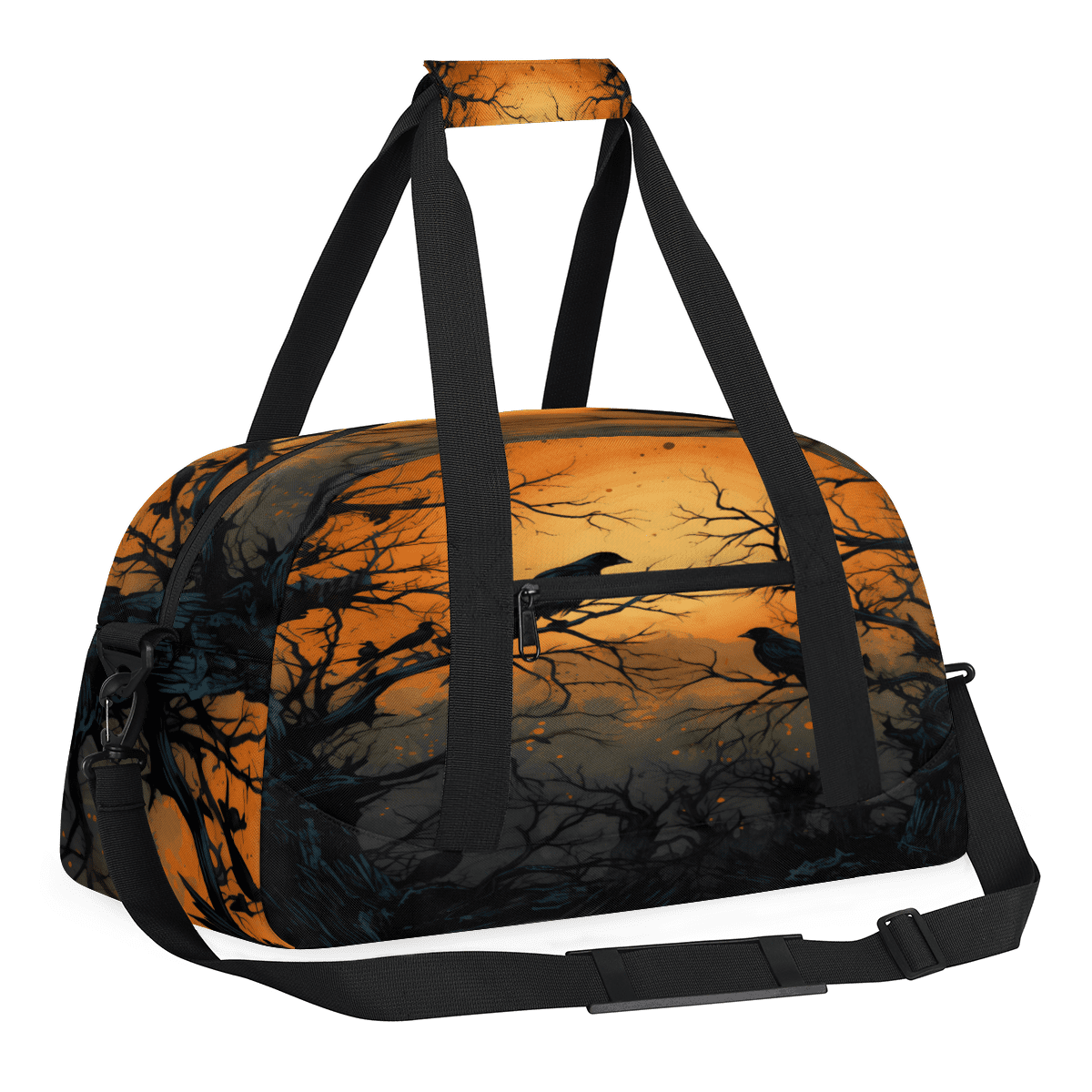 Herdesigns Sports Duffle Bags Travel Duffle Bag Gym Bag Halloween Crow Themed Weekender Travel Bag Waterproof Overnight Bag Carry On Travel Tote Bag Dance Bags