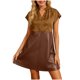 thumbnail image 2 of Pantalones de Vestido Casual para Mujeres Moda Cuello en V Plisado Manga Corta Primavera Y Verano Color Sólido Cintura Alta Cintura Elástica, 2 of 7