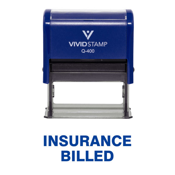 Vivid Stamp Insurance Billed Medical Self Inking Rubber Stamp (Blue Ink) - X-Large