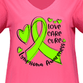 thumbnail image 3 of Inktastic Love, Care, Cure Lymphoma Awareness Lime Green Ribbon Hearts Women's Plus Size V-Neck T-Shirt, 3 of 4