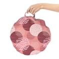 thumbnail image 2 of Abstract Round Floor Cushion with Handle, Round Motifs with Stripes Polka Dots and Animal Prints, Decorative Pillow for Living Room & Dorms, 18" Round, Pale Maroon Coral, by Ambesonne, 2 of 4