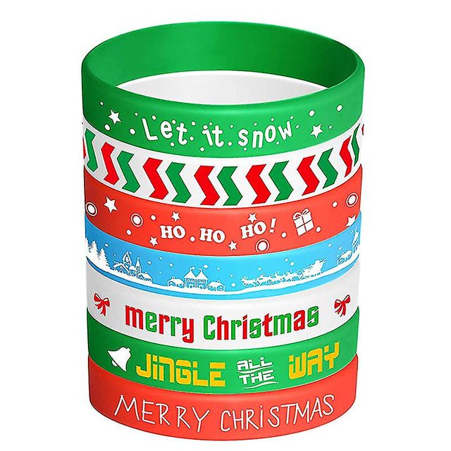 Juego de 7 Pulseras de silicona navideñas YUANXCMXG Pulseras de goma elásticas para fiestas navideñas