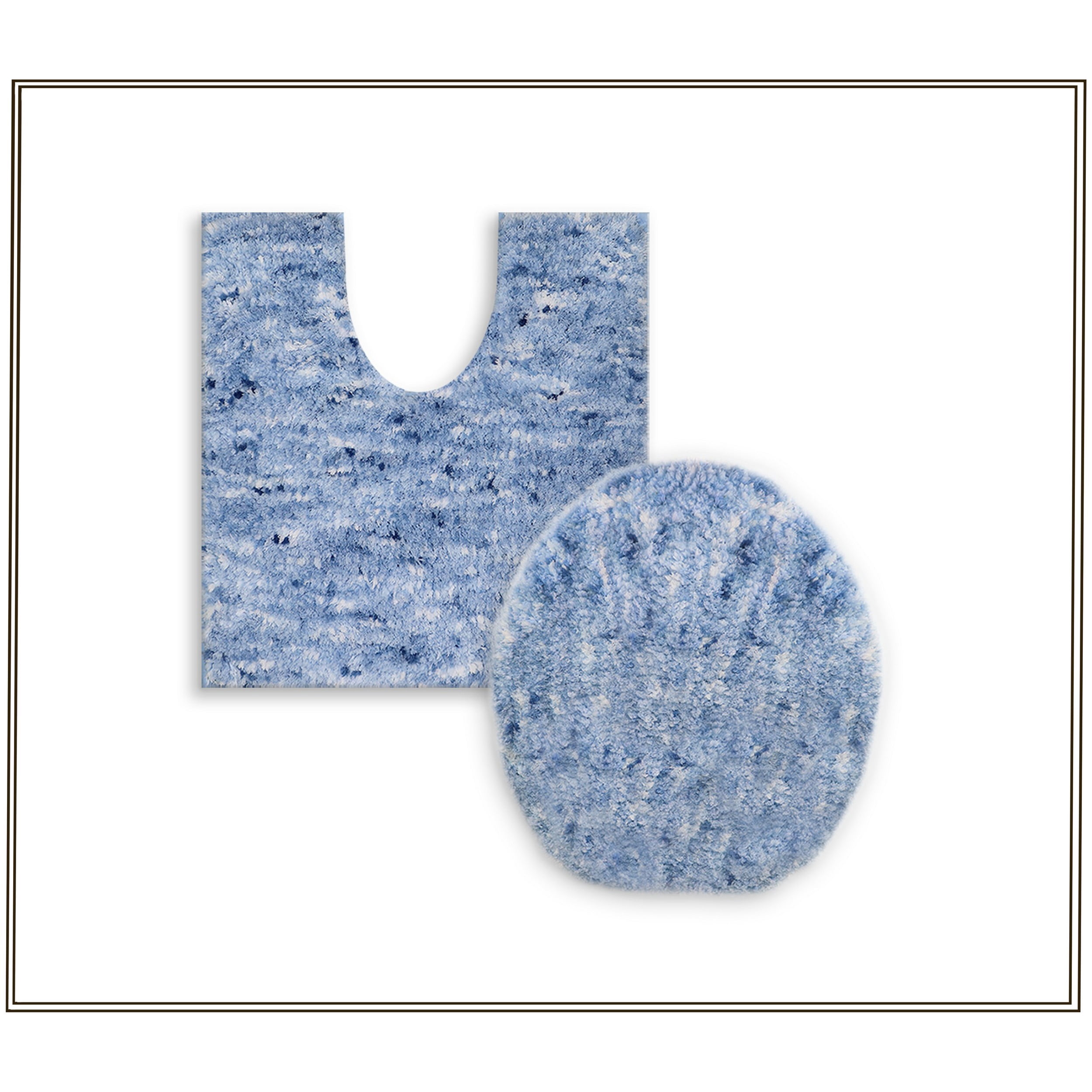 Essential 2-Piece Bathroom Contour and Toilet Lid Cover Set, Plush Microfiber Contour Rug and Non-Slip Toilet Lid Cover, Ultra Absorbent, Quick-Dry, Machine Washable, Blue