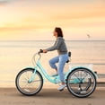 thumbnail image 2 of Lilypelle Adult Tricycles 7 Speed 26 inch Three Wheel Bike Cruiser Trike with Low-Step Through Frame/Large Basket for Men, Women, Seniors,Cyan, 2 of 9