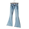 thumbnail image 2 of DYMADE Women Wide Leg Denim Jeans Bell Bottom Long Pants, 2 of 4