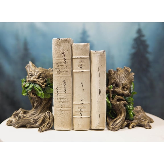Ebros Celtic Forest Spirit Greenman Decorative Bookends Figurine Pair 5.5"H Set