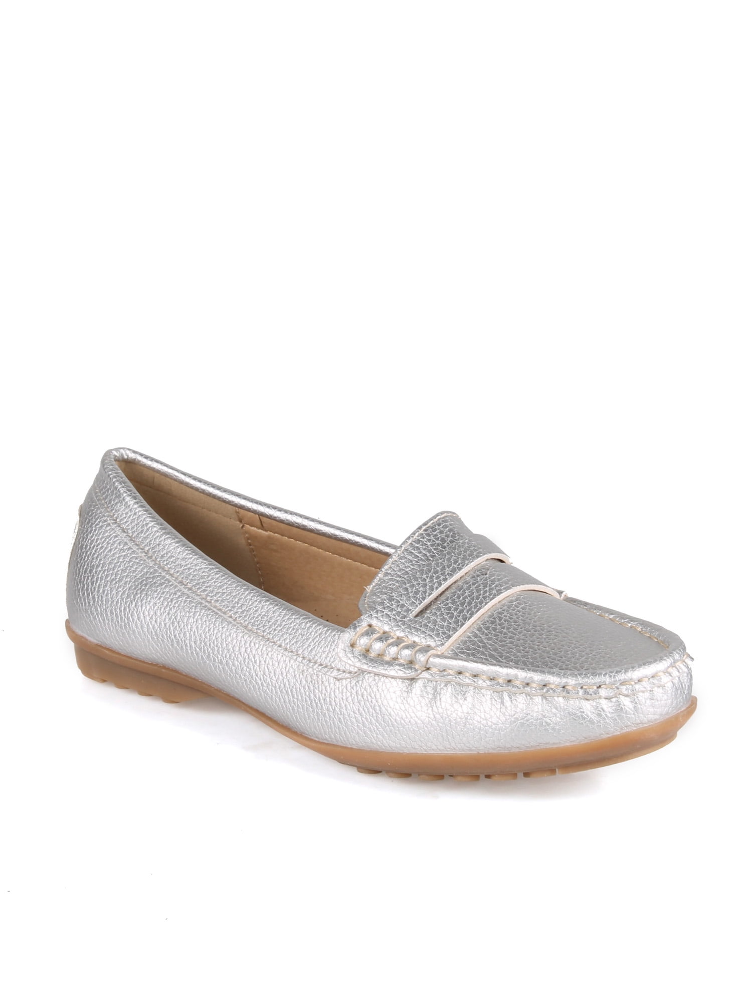 silver slip on loafers