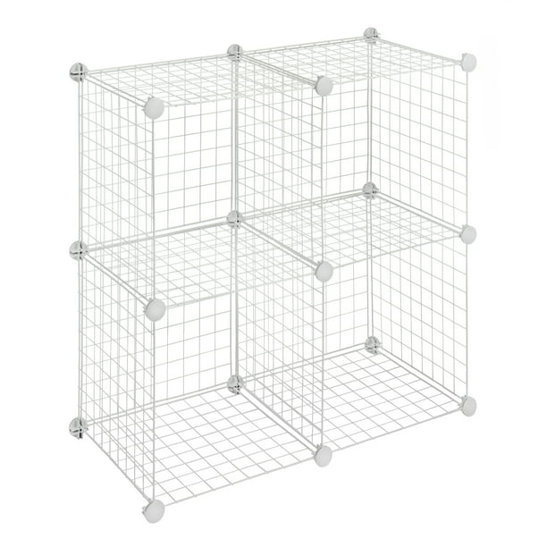 Whitmor Storage Cubes Stackable, 4 Cube Wire Storage Shelves
