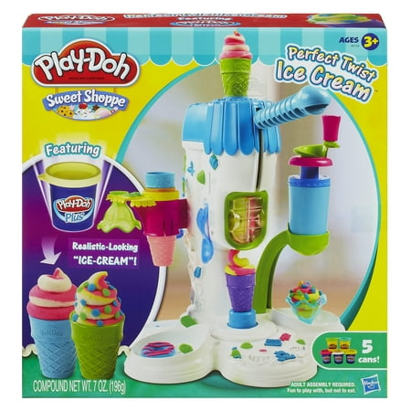Play-Doh Perfect Twist Ice Cream Food Set with 5 Cans of Dough ...