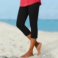 thumbnail image 7 of Capri Leggings for Women Casual Stretchy High Waisted Yoga Pants Tummy Control Comfy Workout Compression Tights Black L, 7 of 7