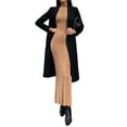 thumbnail image 3 of Autumn and Winter Women'S Long Sleeve Maxi Dress Ribbed Knit Slim Casual Dress Khaki S, 3 of 9
