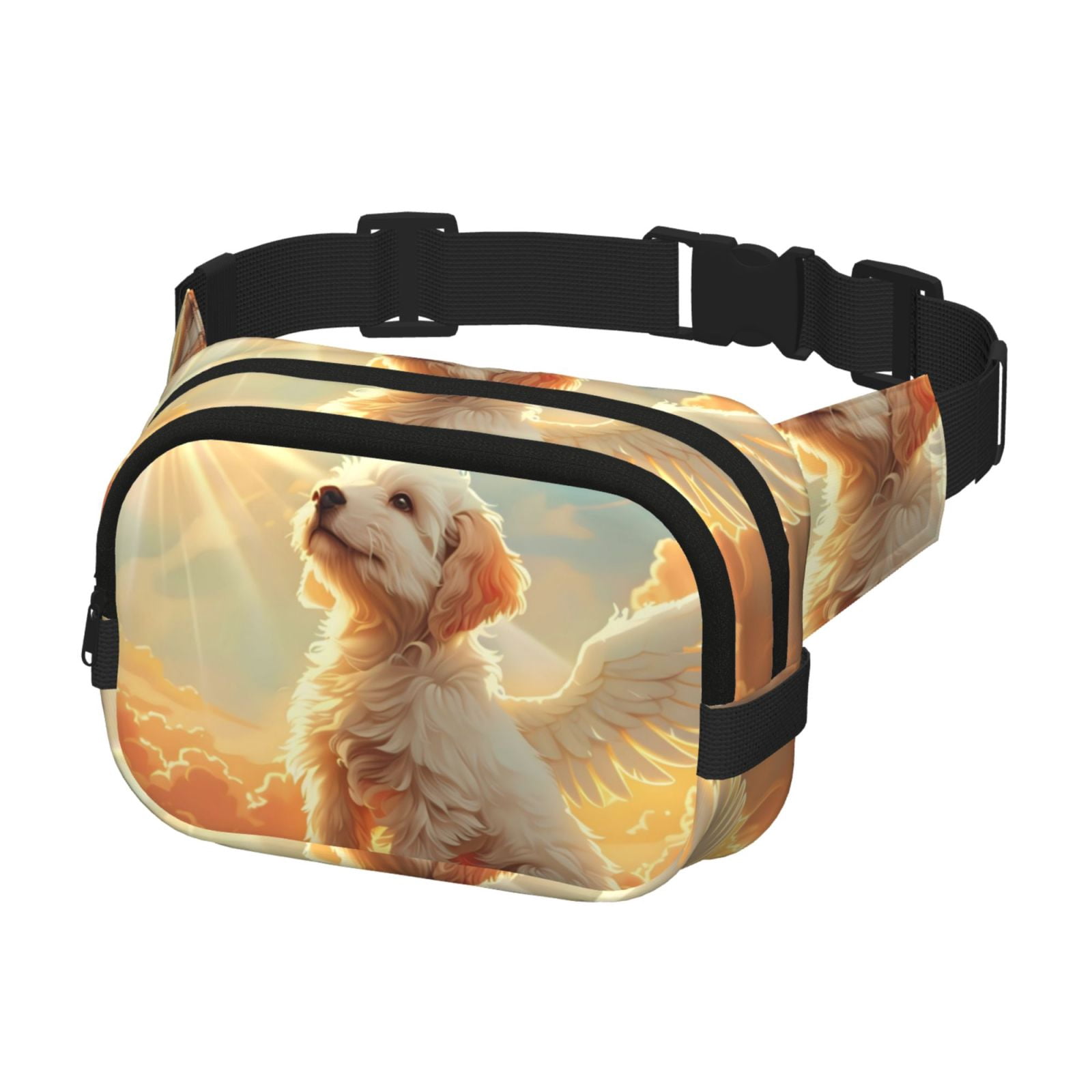 Picia Sunshine Golden Cloud Dog Print Square Double-Layer Waist Bag Mini Adjustable Waist Belt Bag Exercise Running Travel Hiking