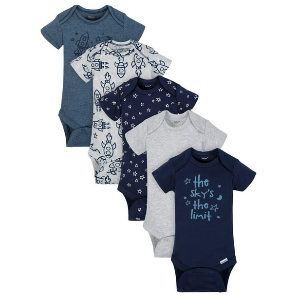 Gerber - Gerber Baby Boy Organic Short Sleeve Onesies Bodysuits, 5-Pack ...