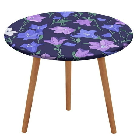 

ZHANGS Fresh Campanula Patch 1622 Round Table Cover Stain-Resistant Fitted Tablecloth Oil-Proof Wipeable Elastic Table Cover Waterproof Table Cloth for Halloween Thanksgiving Christmas