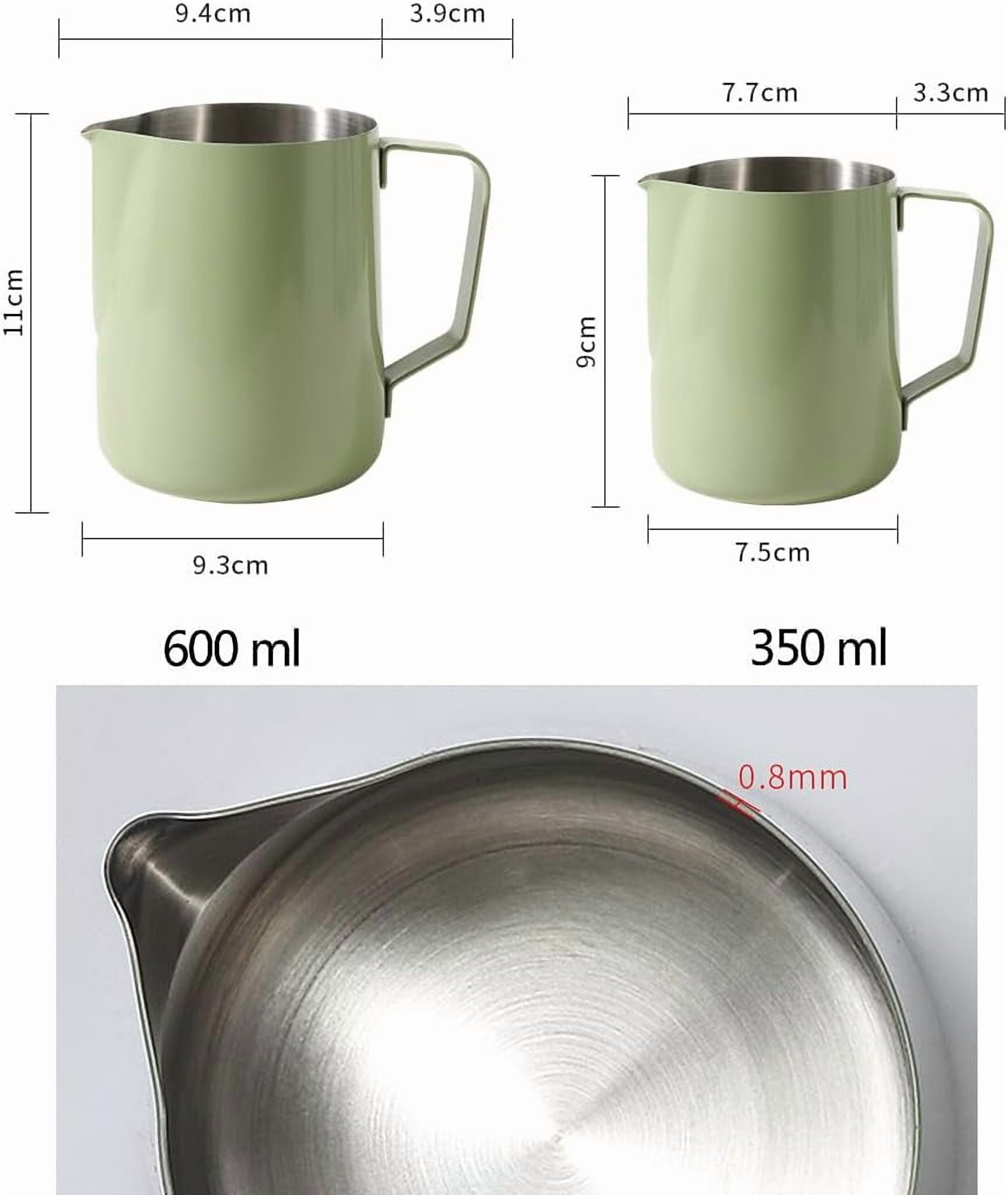 ABPETE Stainless Steel Espresso Steaming Pitchers Frothing Pitcher Jug Coffee Milk Frothing Cup, Coffee Steaming Pitcher - Green, 12 oz(350 ml)