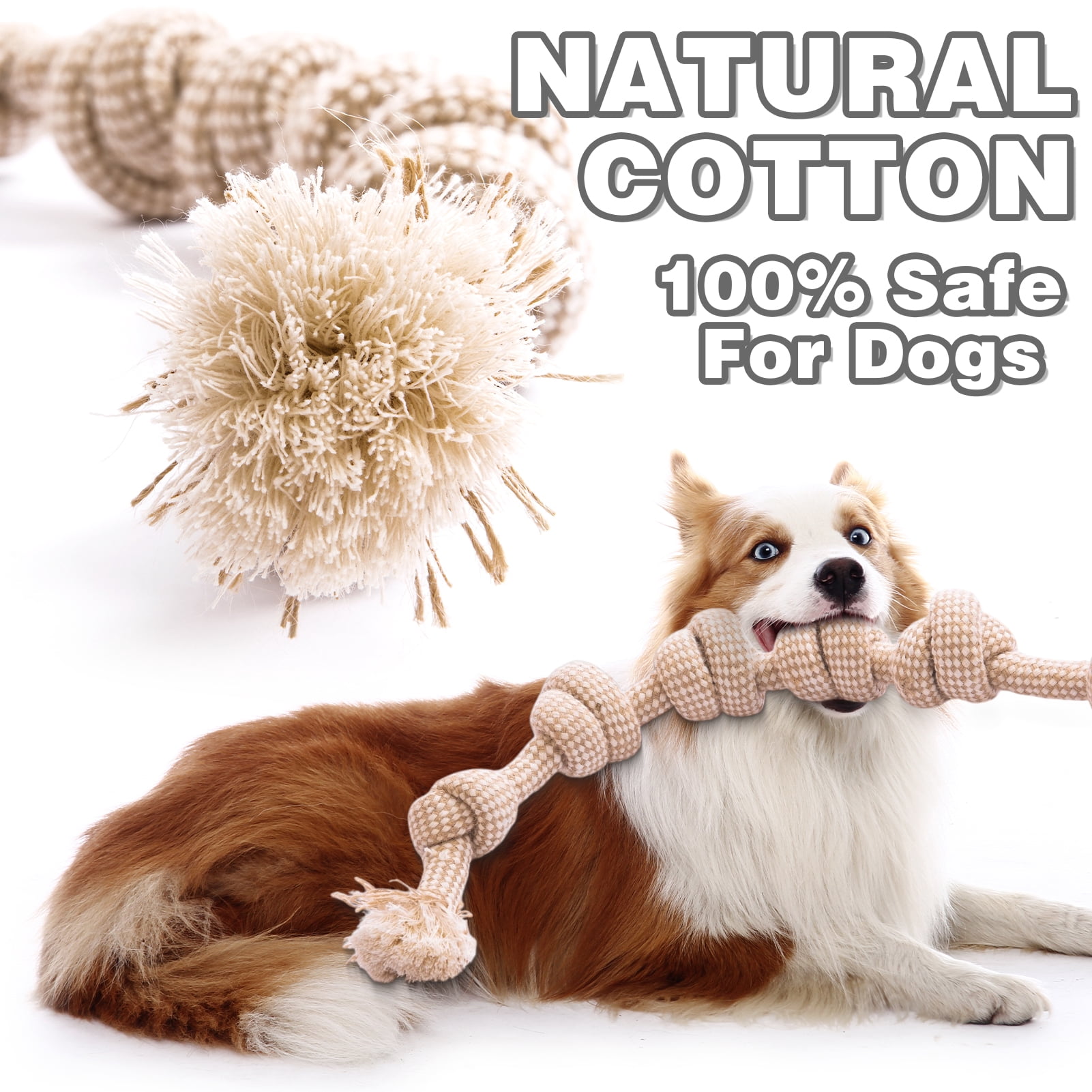 Easy Joy 4pcs Rope Dog Toys for Aggressive Chewers Indestructible Tug of War Dog Toy for Large Dog