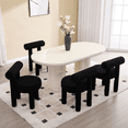 thumbnail image 3 of Guyou Boucle Dining Chairs - Set of 4, Modern Upholstered Kitchen Chairs with Sherpa Open Back, 21.5" Wide Armless Side Chairs for Dining Room, Black, 3 of 7