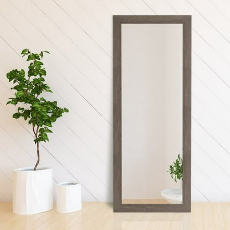 Gracie Oaks Graciano Woodgrain Framed Full Length Mirror