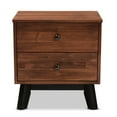 thumbnail image 3 of Baxton Studio Calla Brown and Black Oak Finished 2-Drawer Wood Nightstand, 3 of 9