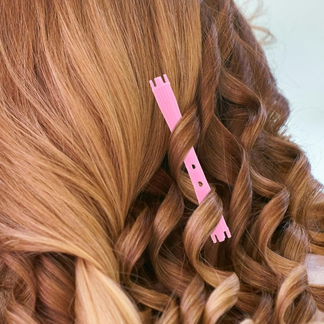 COMPUKAS 90Pcs Rosy Small Perm Rods for Hair Styling with Hollow Water Wave Design
