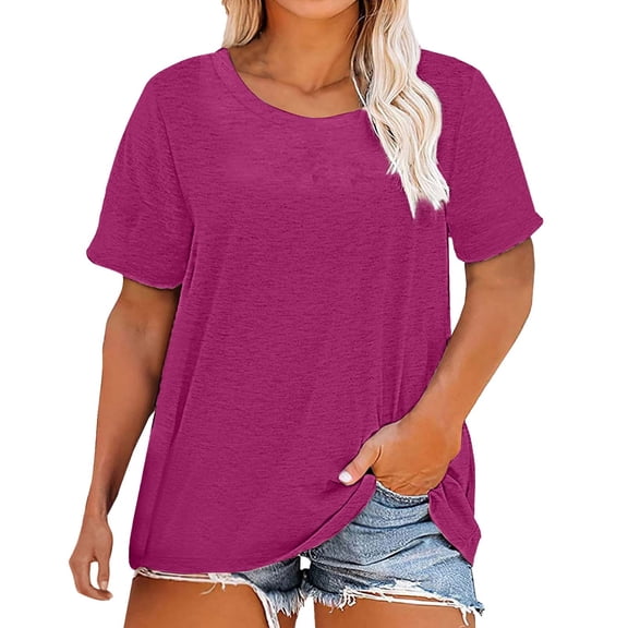 Endives Plus Size Women's Short Sleeve T-shirt Round Neck T Shirt Summer Loose T Shirt Casual Top