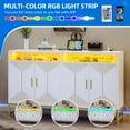 thumbnail image 4 of Uforic 55" Buffet Sideboard Cabinets with LED Light, Modern Coffee Bar Cabinet with Power Outlet, Kitchen Storage Cabinet with 4 Door & Open Storage, Accent Cabinet Cupboard Console Table, 4 of 9