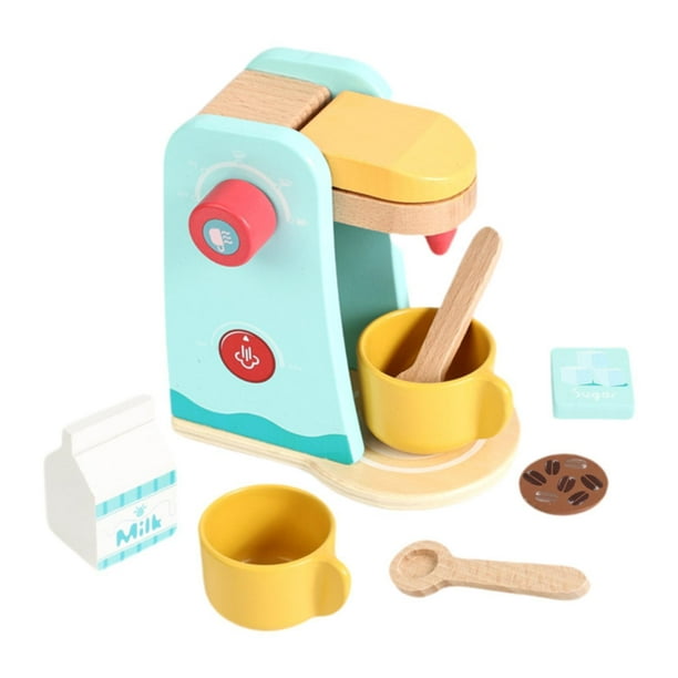 Juego de cocina para niños, juego de cocina para niños, juego de rol en miniatura de madera para preescolar Cafetera