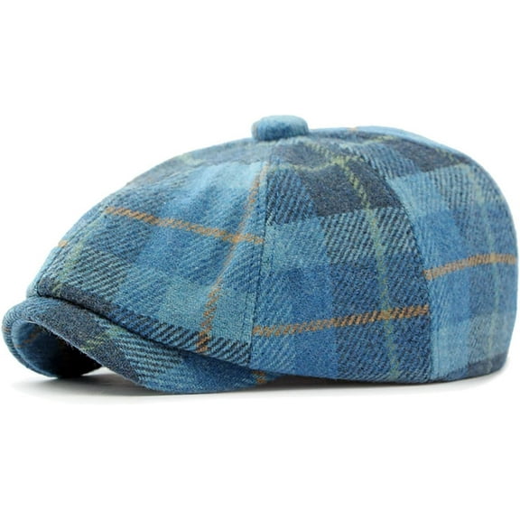 YooGuoGuo Men's Faux Woolen Tweed Plaid Ivy Newsboy Golf Paperboy Hat Cap