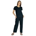 thumbnail image 5 of Inkmeso Womens 2Pcs Solid Nightwear Set Short Sleeves Top & Pajama Sets Soft Cotton Loungewear, 5 of 7