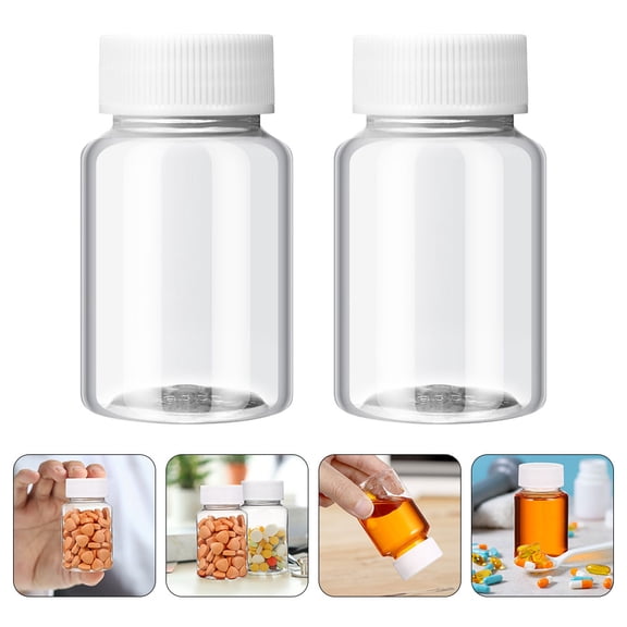 BESTOYARD 12Pcs Small Transparent Plastic Medicine Bottles with Caps Refillable Travel Containers