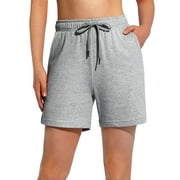 NHT&WT Womens Sweat Shorts 5" Cotton Lounge Athletic Bermuda Walking Shorts Pockets
