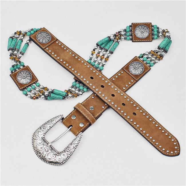 Southwest Vintage Belts Leather Wood Beaded Concho Belt Collection Variety Small to Large
