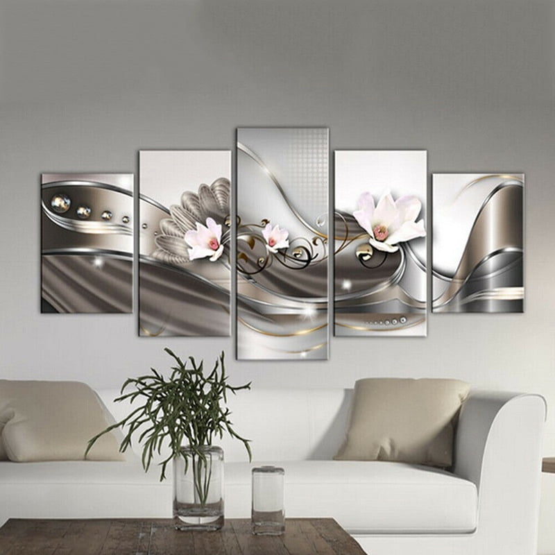 5 Panels Unframed Modern Canvas Art Oil Painting Picture Room Wall Hanging Decor 