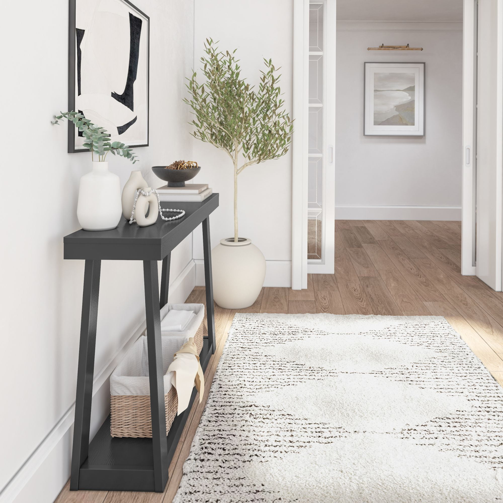 Plank+Beam Solid Wood 46 " Console Table with Storage, Narrow Entryway Table, Living Room