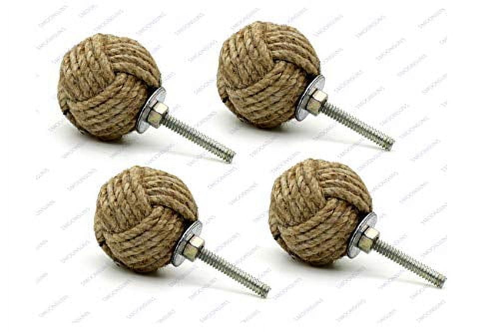 5MoonSun5's Jute Knobs Rope Knot Drawer Pulls and Knobs Pull and Push Handle Knobs for Cabinets, Wardrobes & Kitchen Cupboards Nautical knob Hardware Vintage Decor, 35 mm (Pack of 20)