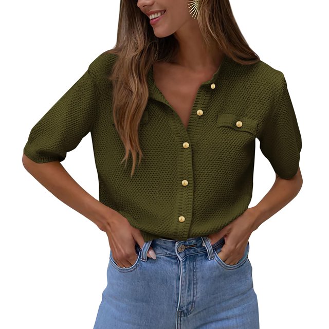 Suéter PRETTYGARDEN de Punto Acanalado con Botones Talle M