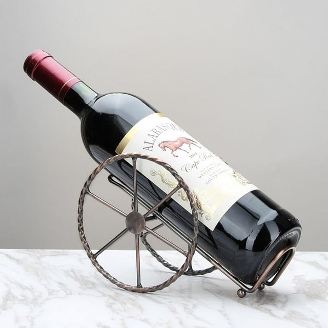 Botellero para encimera - Soporte para vino para almacenamiento de vino - Botellero de metal de bronce rojo - Botelleros para encimera - Botellero pequeño