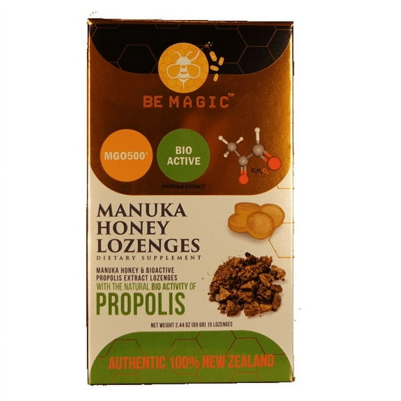 Be Magic Manuka Honey Lozenges with Propolis BIO 30, 2.66 oz, 15 Pack