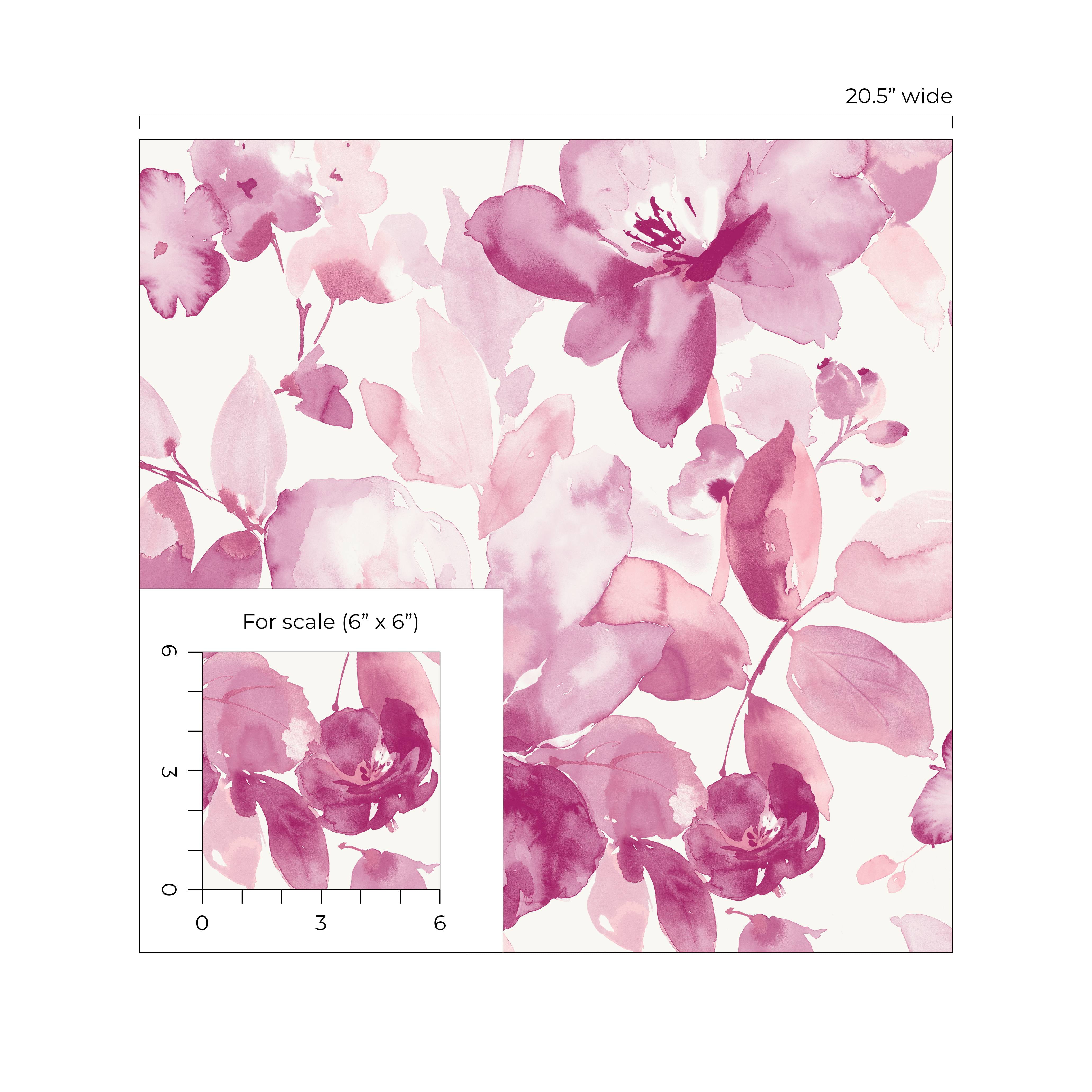 NextWall Pink Watercolor Flower Peel and Stick Wallpaper