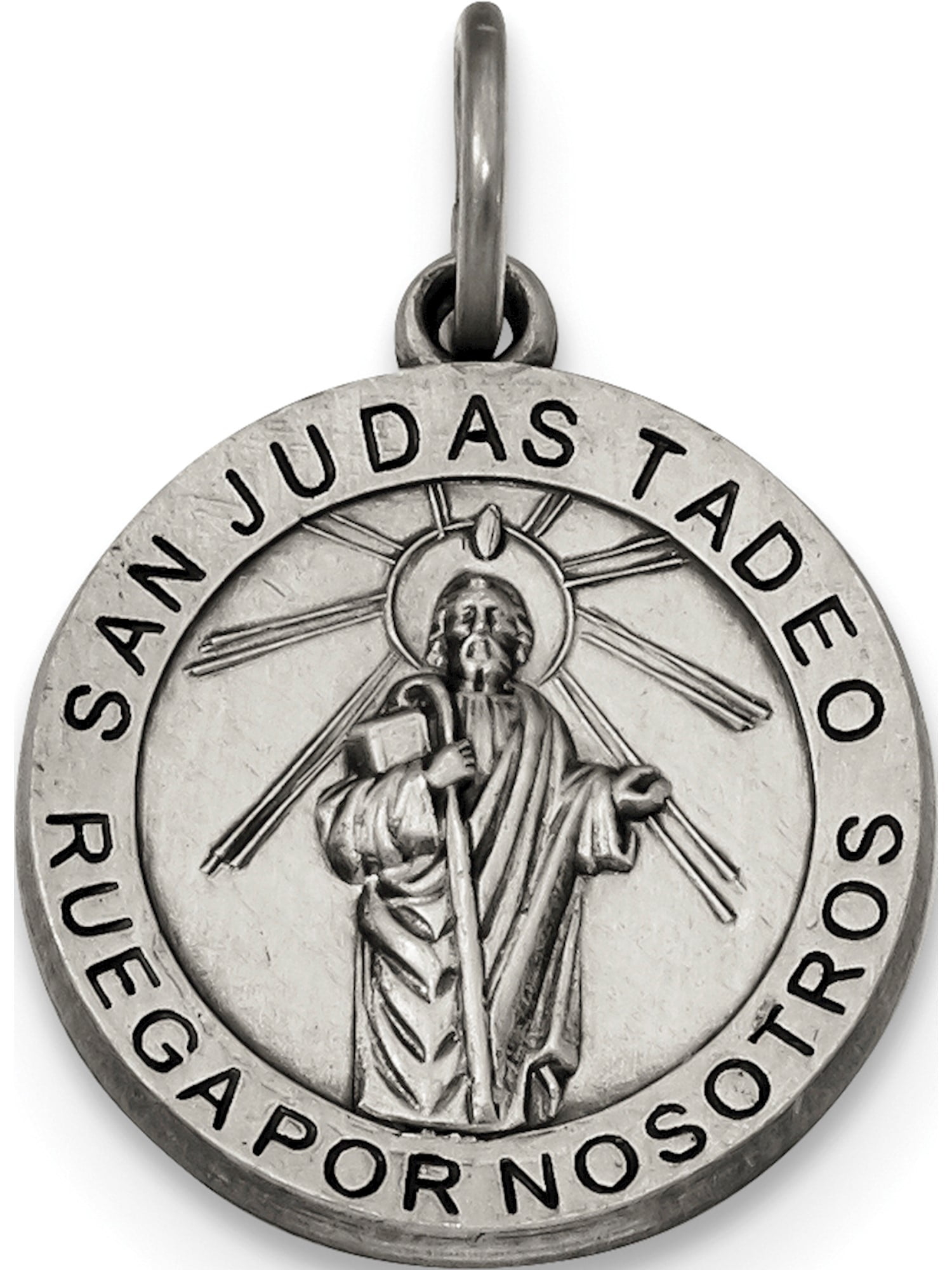 925 Sterling Silver Solid Satin Flat back Antiqued Cross Pendant